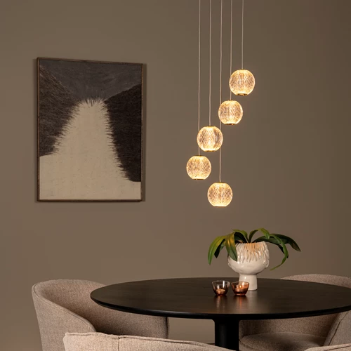 Lucide CINTRA - Lámpara colgante - Ø 32 cm - LED Regul. - 5x4,7W 2700K - Transparente - ambiente 1